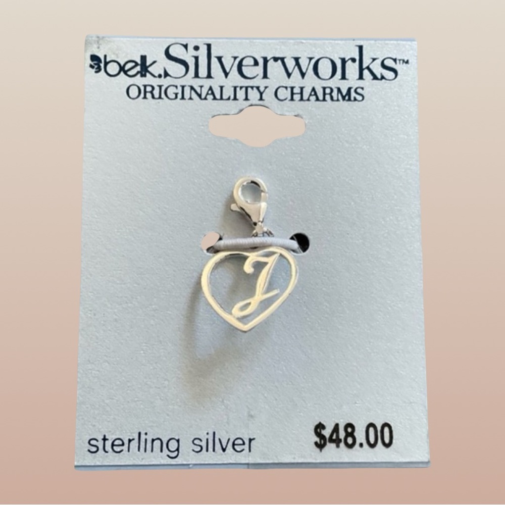 Silverworks Sterling Silver “J” Heart Charm bracelet Originality Charms NWT - Picture 2 of 5